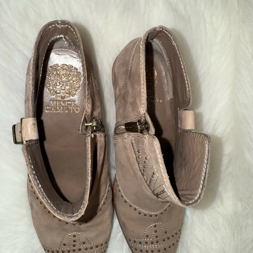 Vince Camuto Beaded Tan Ankle Booties